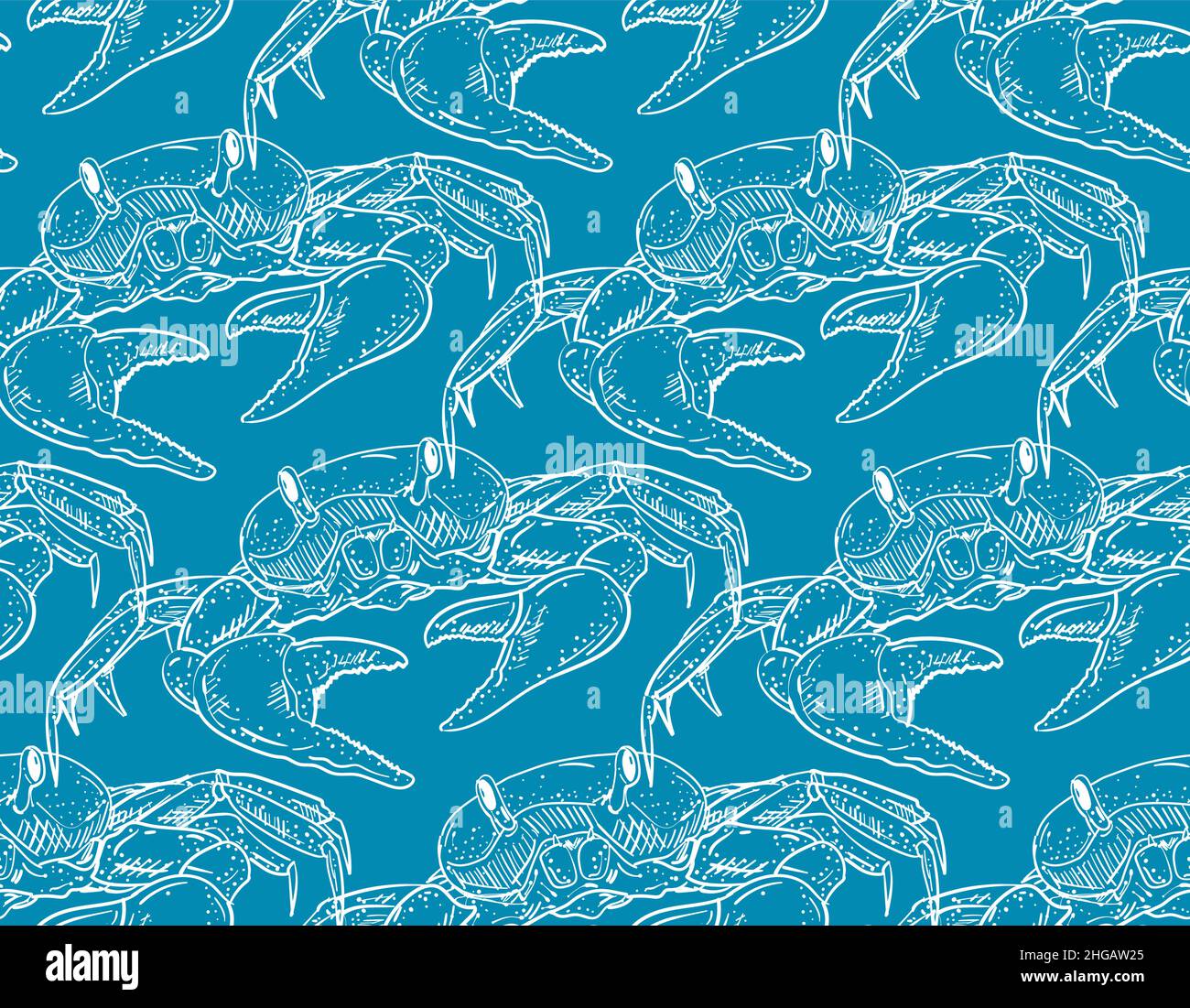 Crab pattern seamless hand drawing sketch. linear sea cancer background ...