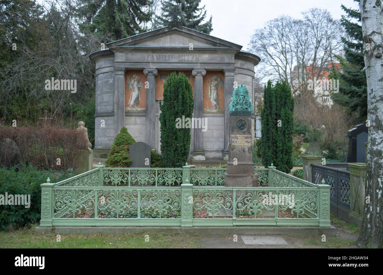 Karl Friedrich Schinkel grave and Hitzig mausoleum, Dorotheenstaedtischer cemetery, Chausseestrasse, Mitte, Berlin, Germany Stock Photo