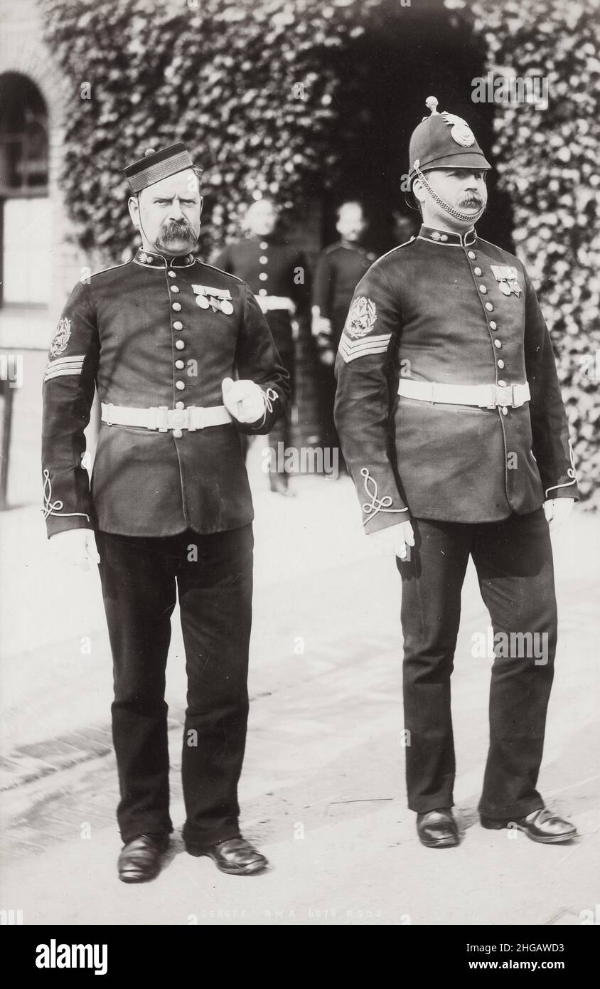Vintage late 19th century photograph: 1890's British Army Regiment: Sergeants, Royal Military Academy Stock Photo