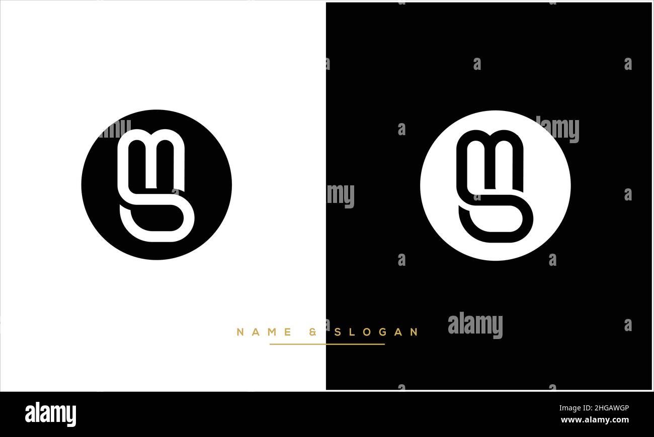 SM, MS Abstract Letters Logo Monogram Stock Vector