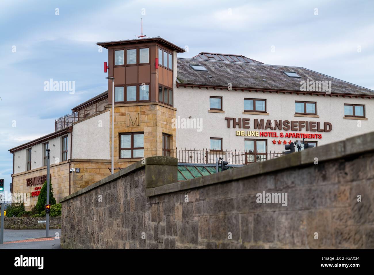 ELGIN, MORAY, SCOTLAND - 12 JANUARY 2021: - This is the exterior and public view of the Mansefield Hotel in Elgin, Moray, Scotland on 12 January 2022. Stock Photo