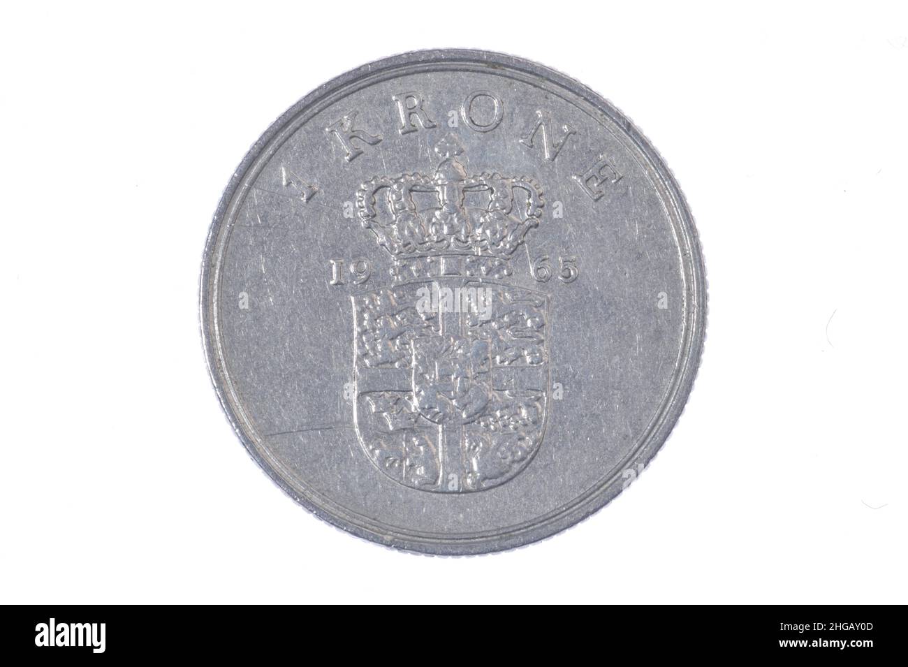 Coin, 1 krone, Denmark Stock Photo