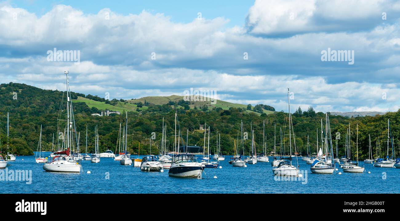 Boats on UNESCO World Heritage Site Windermere in the Lake District