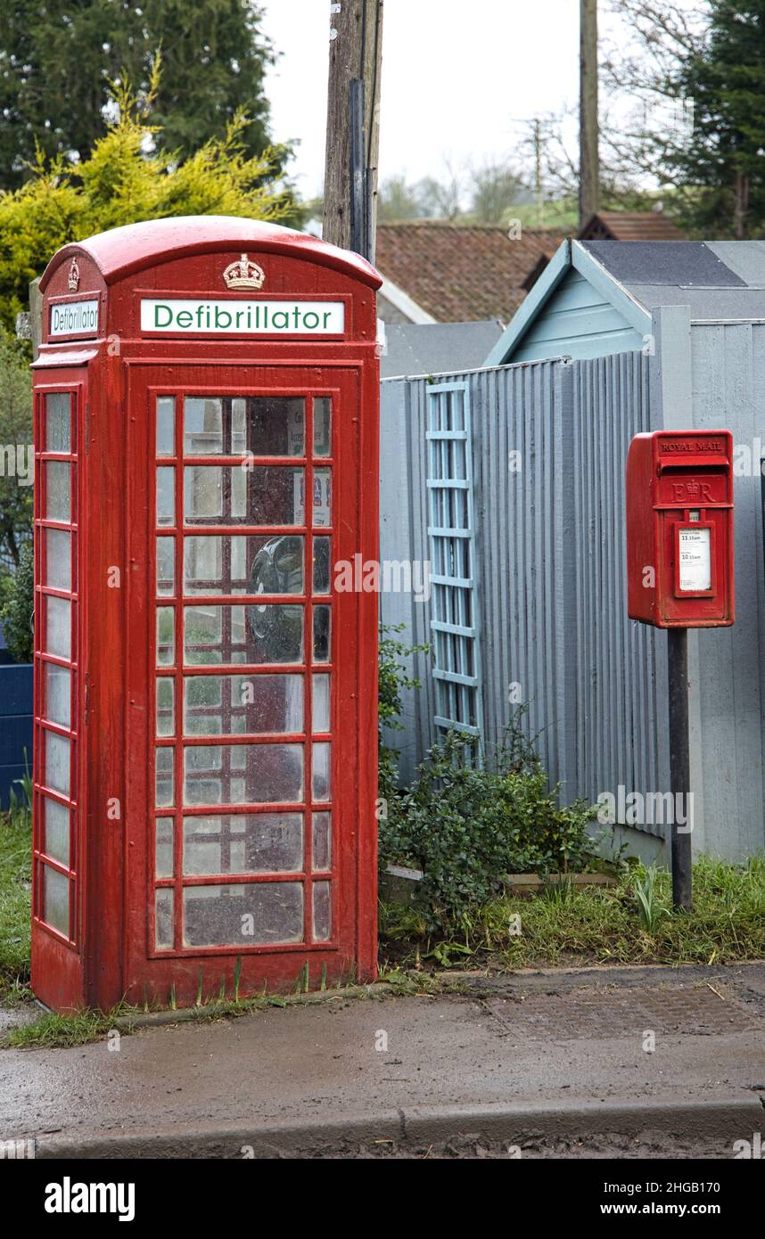 Defibrillator Kiosk And Post Box Stock Photo Alamy