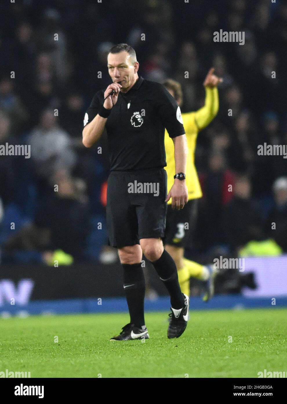 Referee Kevin Friend during the Premier League match between  Brighton & Hove Albion and Chelsea at The Amex Stadium , Brighton, UK - 18th January 2022 - Editorial use only. No merchandising. For Football images FA and Premier League restrictions apply inc. no internet/mobile usage without FAPL license - for details contact Football Dataco Stock Photo