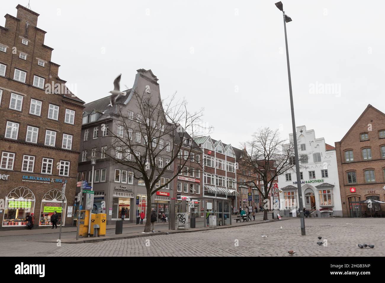 Flensburg, Germany February 9, 2017 Ordinary people walk the Grosse