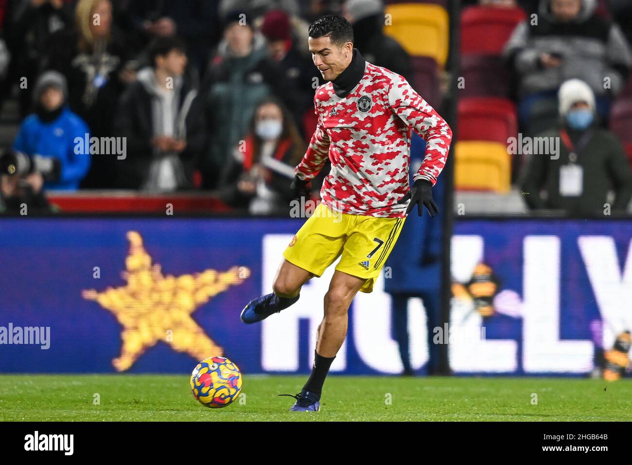 Cristiano Ronaldo #7 of Manchester United during the pre-game warmup in, on 1/19/2022. (Photo by Craig Thomas/News Images/Sipa USA) Credit: Sipa USA/Alamy Live News Stock Photo