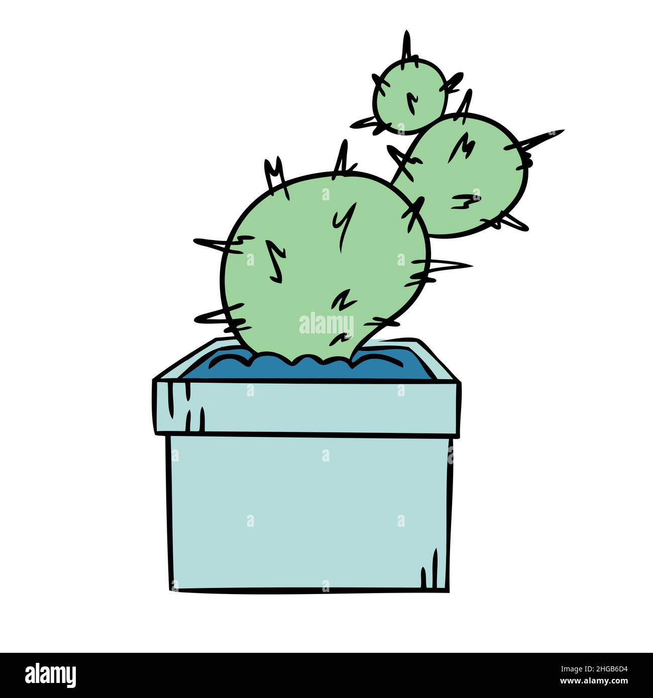 Cute cactus in a flower pot. Vector illustration of indoor plants Stock ...