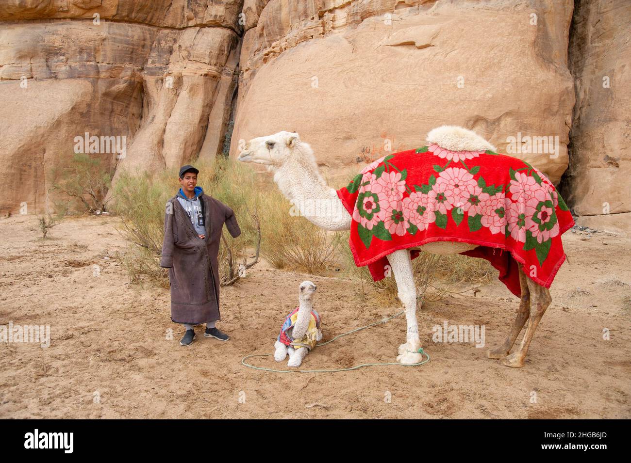 A day in the life of a young Bedouin man living from tourism in Jordan's Wadi rum desert on December 25, 2021 Stock Photo