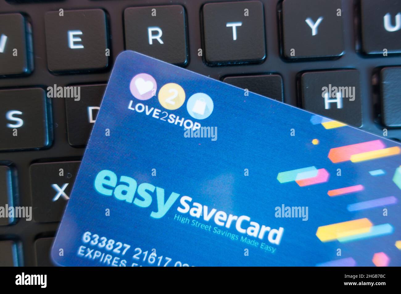 Easy Saver card from Love2Shop a discount card allowing to shop at number of UK retailers Stock Photo