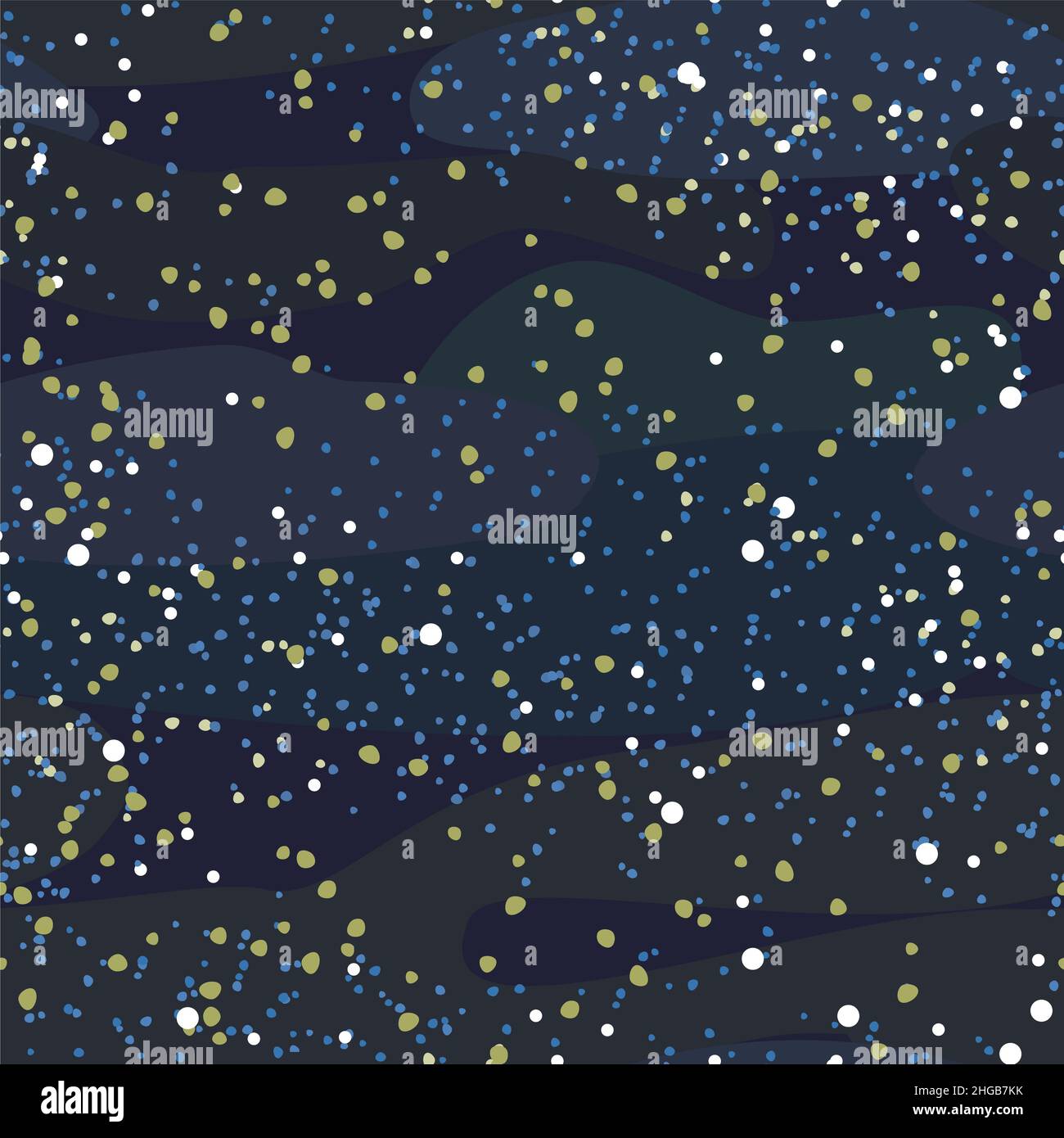 Cosmos background. Seamless pattern. Childrens illustration. Starry sky landscape. Flat style. Cartoon design. Stock Photo