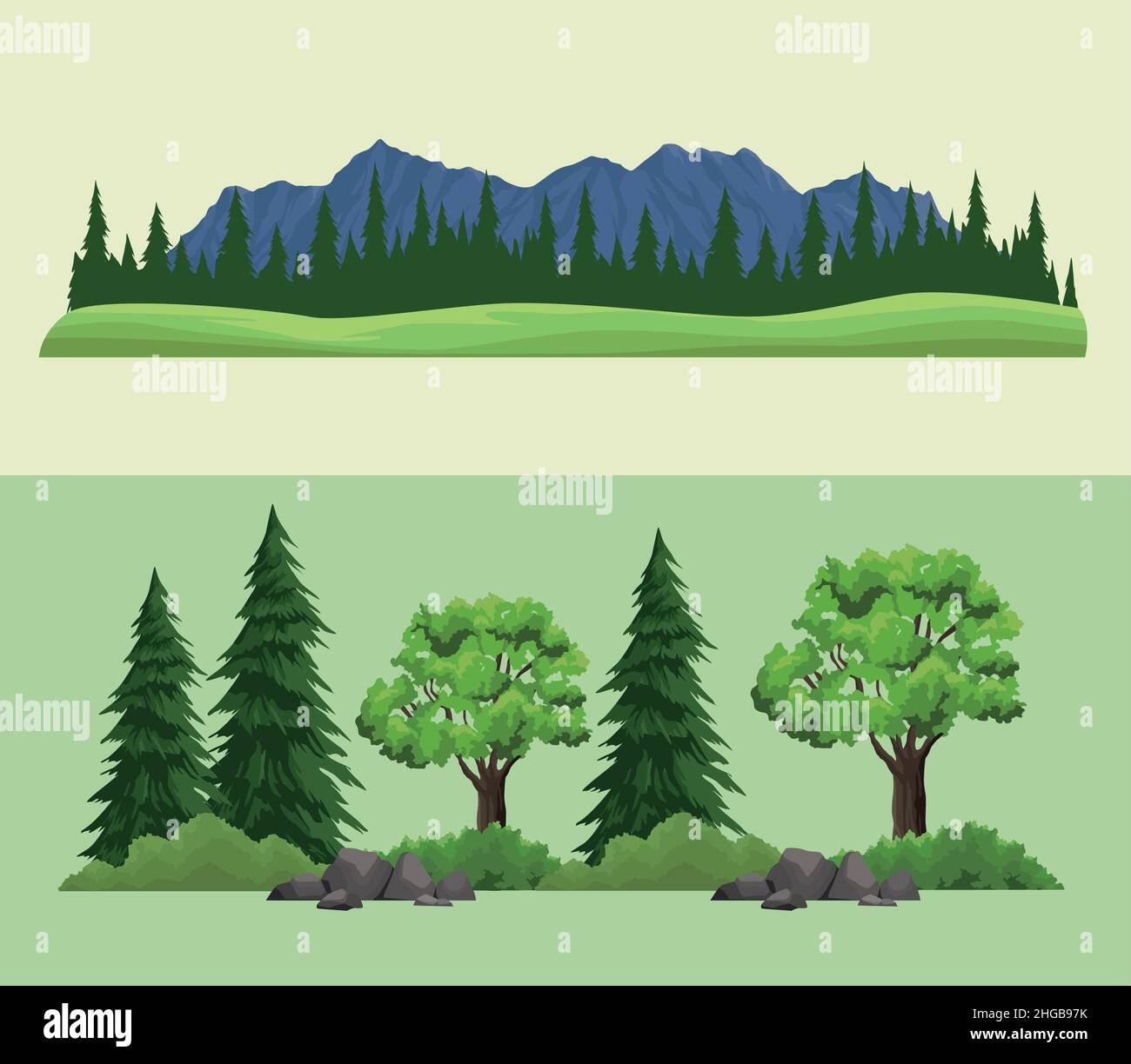 two wanderlust nature scenes Stock Vector
