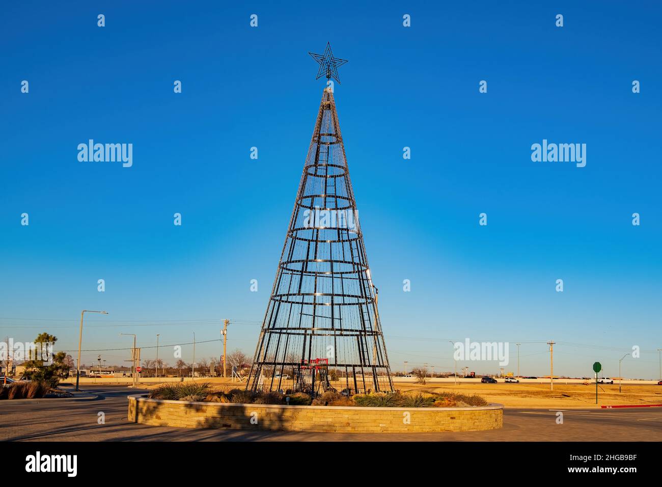 Afternoon christmas tree, building in the Chisholm Creek area at Oklahoma Stock Photo