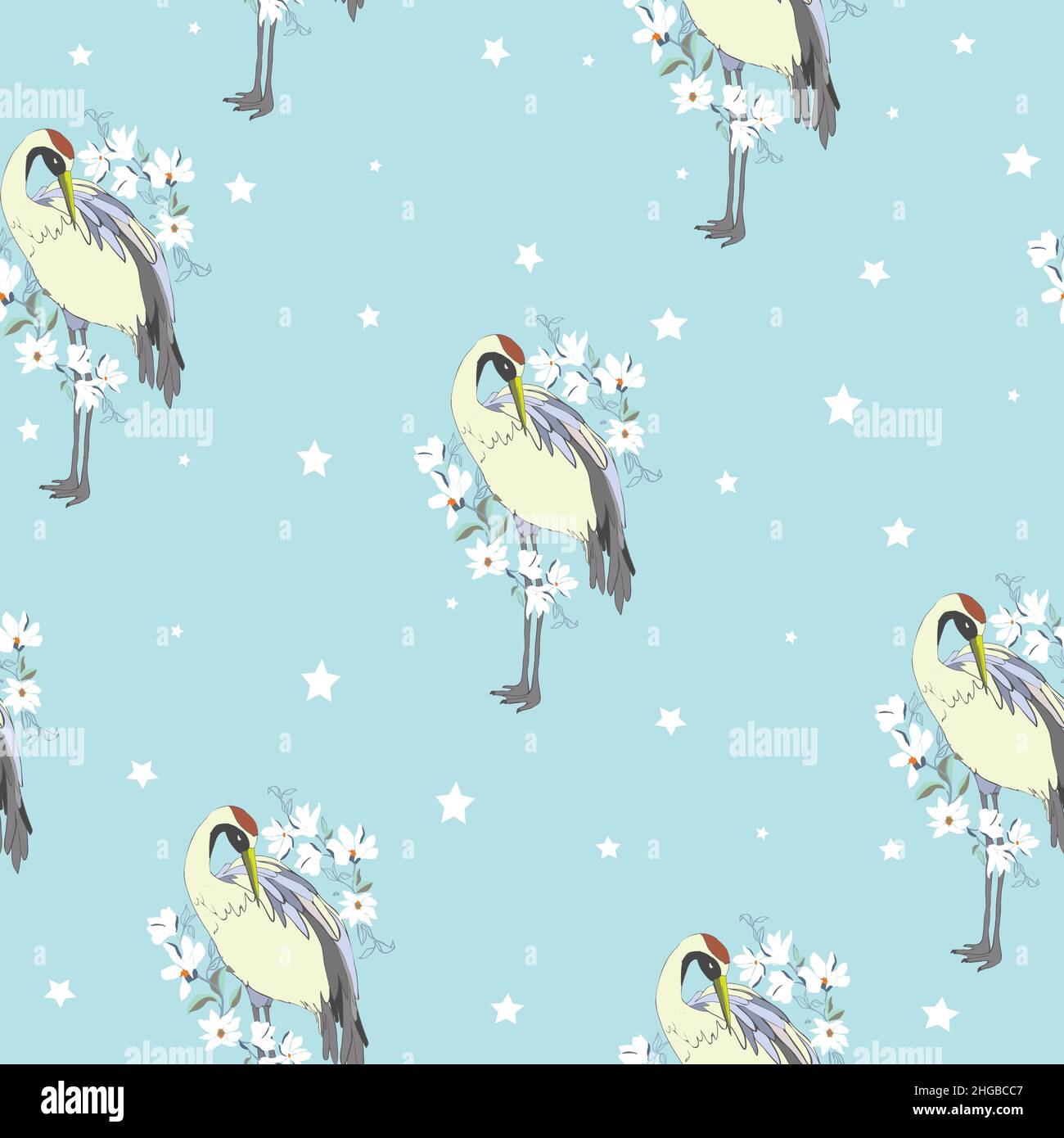 Flying chinese crane bird painting Stock Vector Images - Alamy
