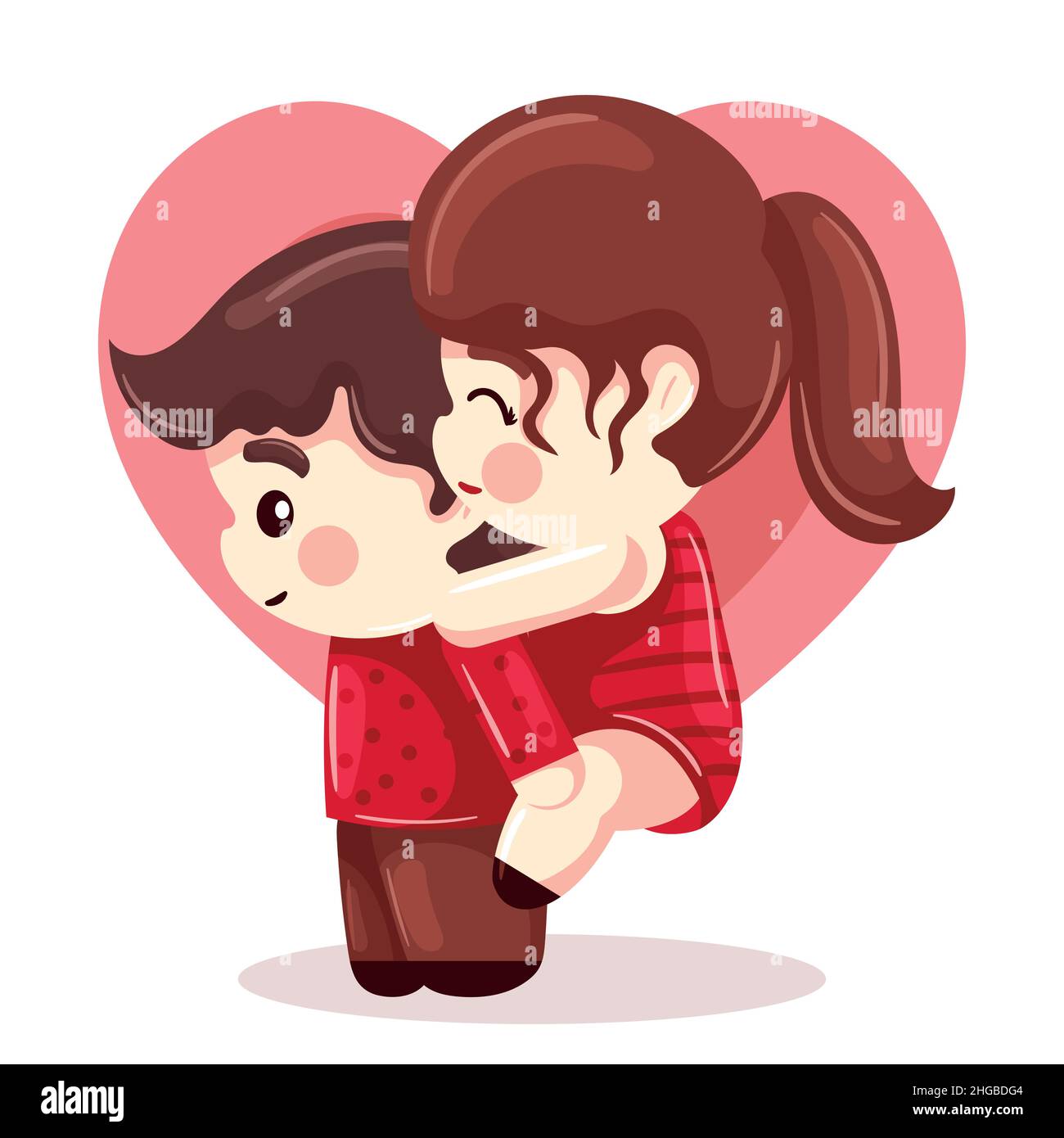 boyfriend carrying his girlfriend on valentines day with heart background  cartoon style Stock Vector Image & Art - Alamy