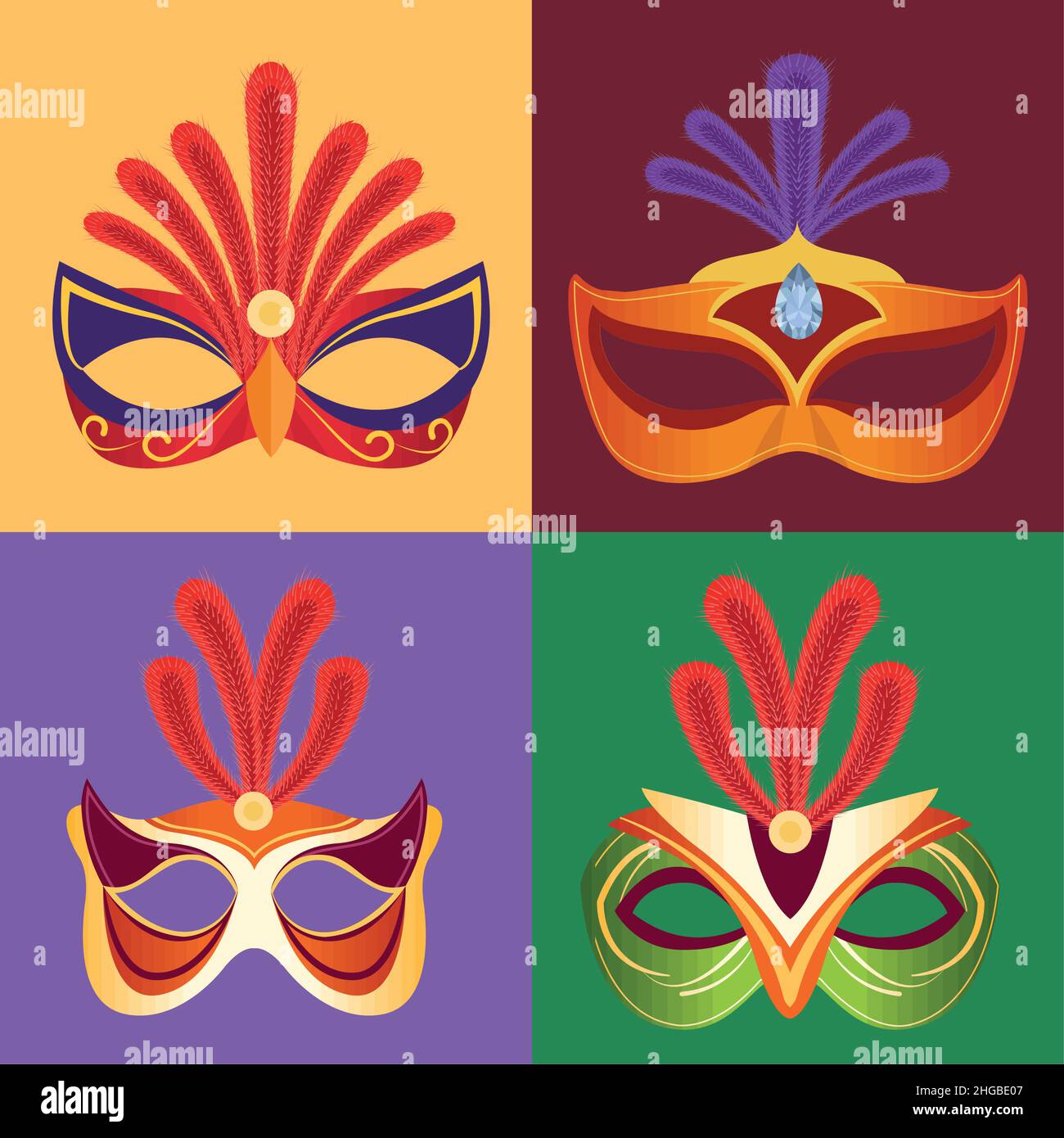 four mardi gras masks Stock Vector Image & Art Alamy