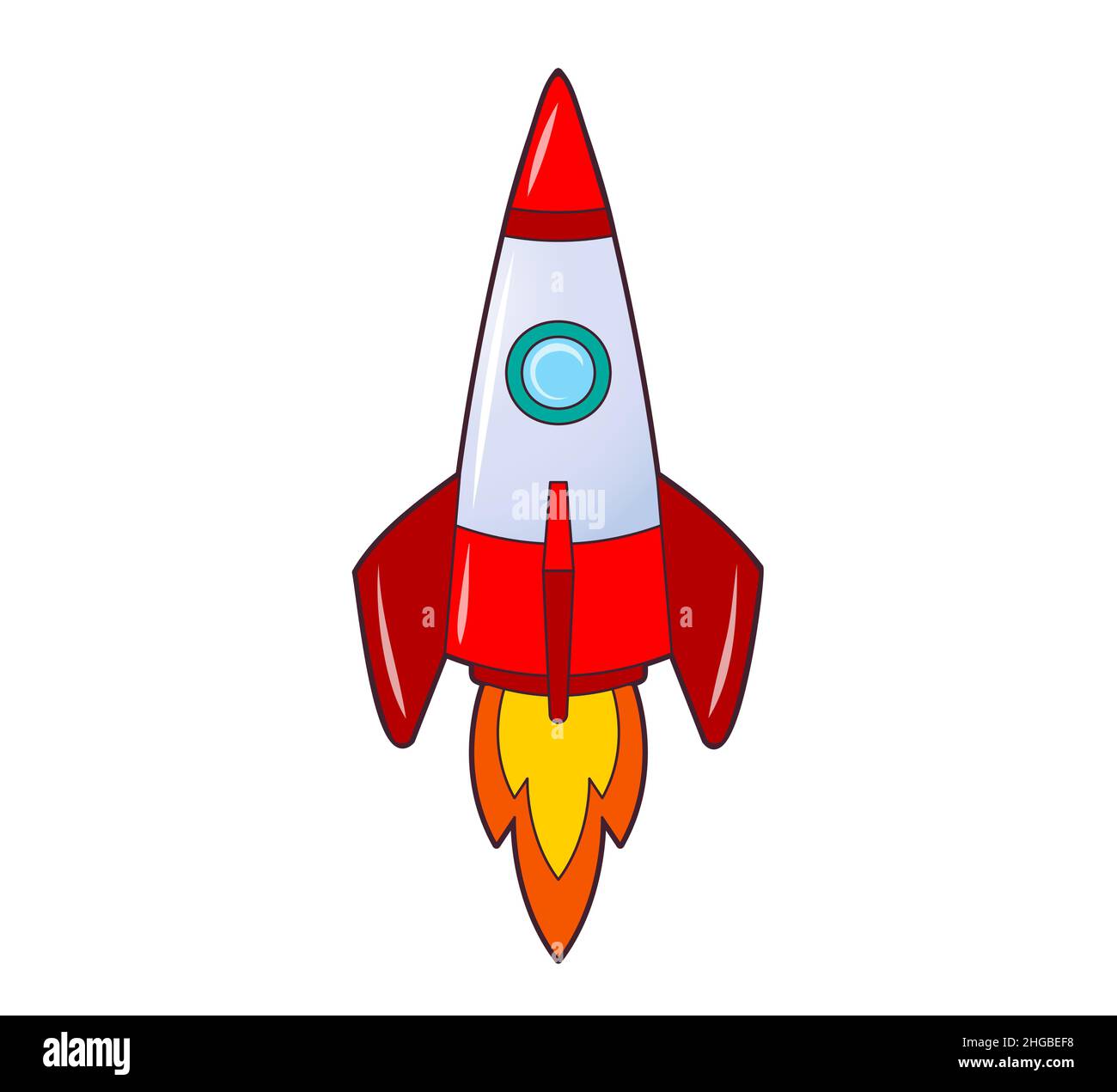 Rocket flying up into space. Icon, coloring book. Vector isolated  illustration on white background, black and white line art Stock Vector  Image & Art - Alamy