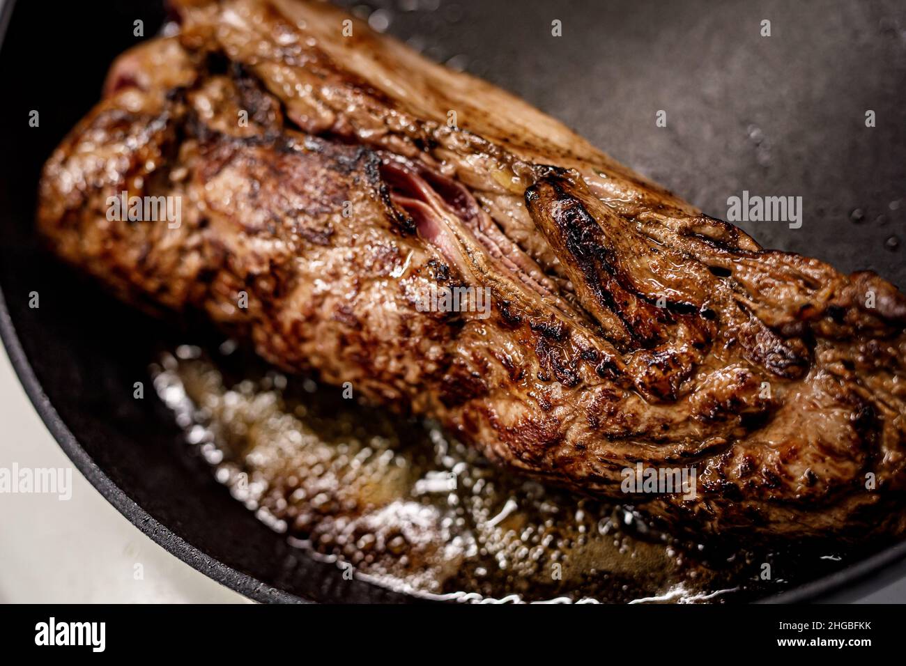 Beef tenderloin fried in a pan Stock Photo Alamy