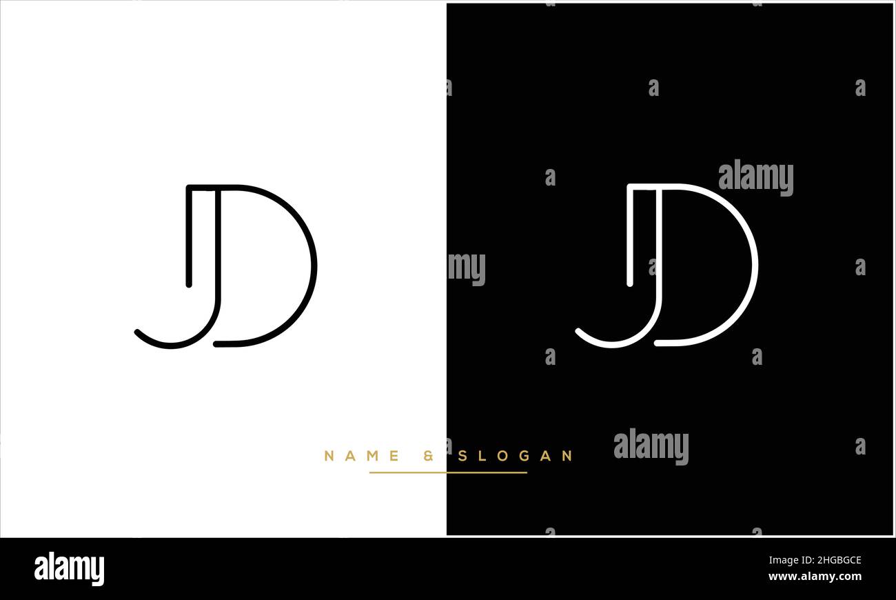 JD, DJ Abstract Letters Logo monogram Stock Vector