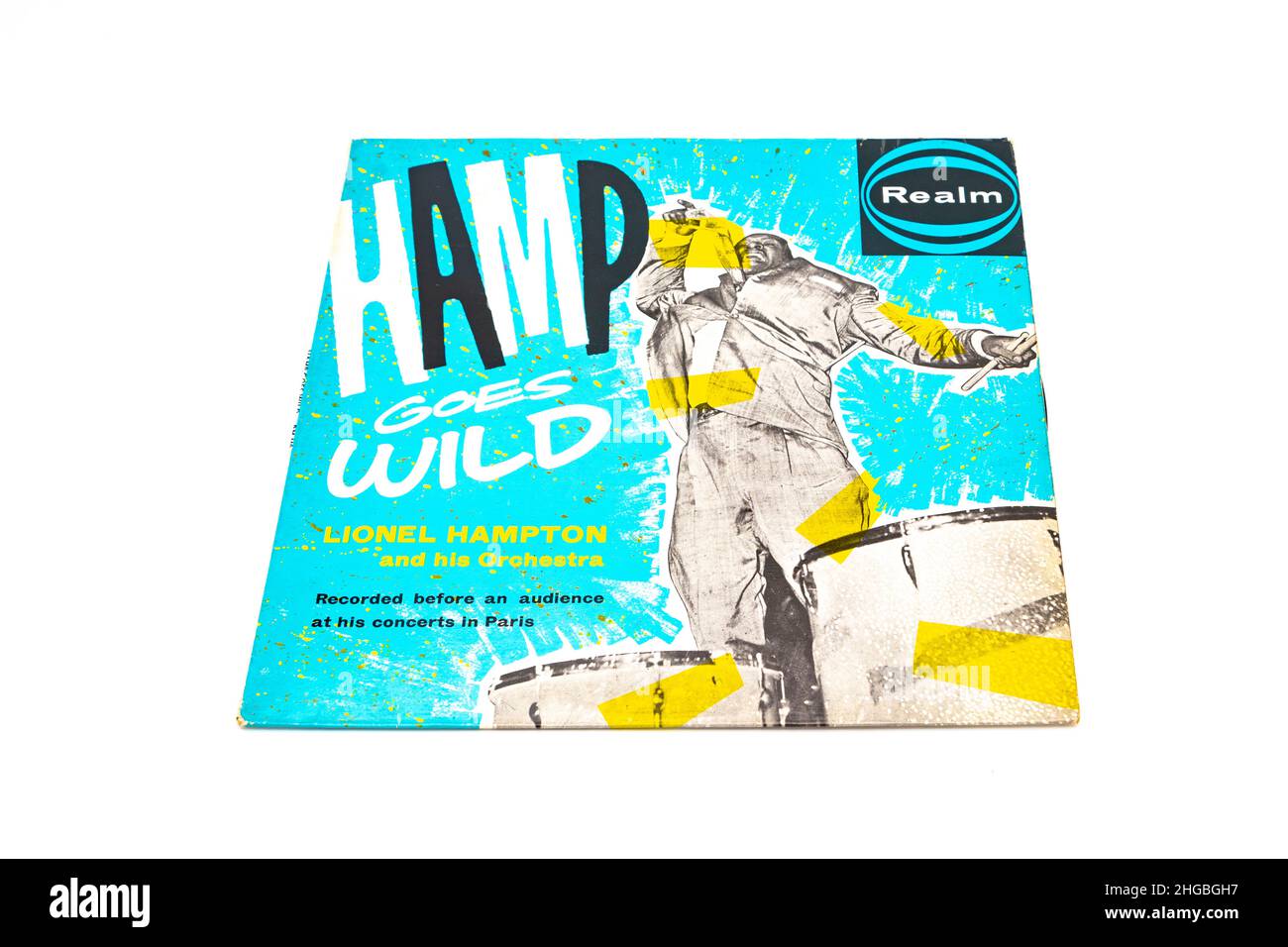 1960s record cover sleeve for 12 inch vinyl LP of Lionel Hampton jazz album Hamp goes Wild on Realm Records isolated on white background Stock Photo