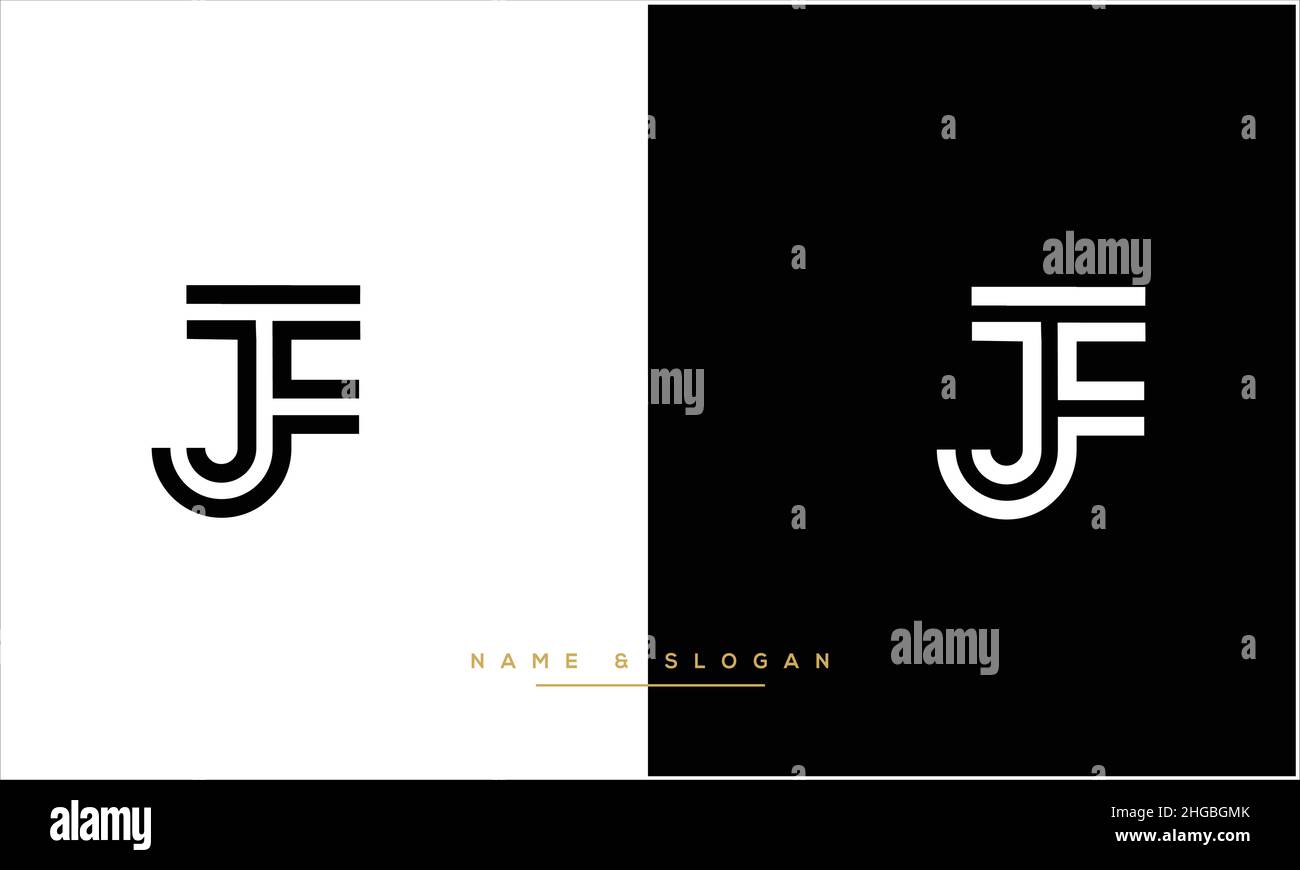 JF, FJ Abstract Letters Logo Monogram Stock Vector