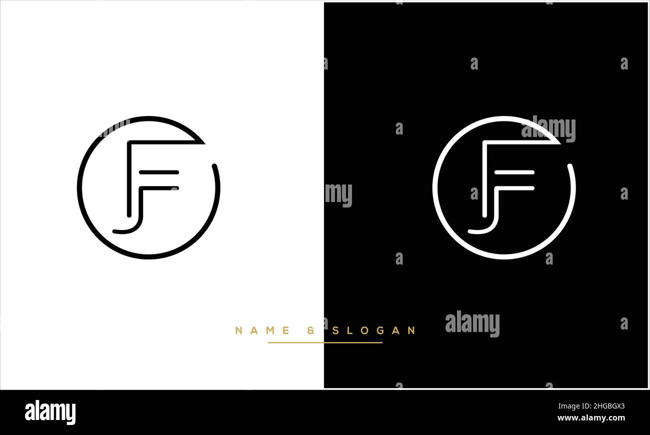 JF, FJ Abstract Letters Logo Monogram Stock Vector