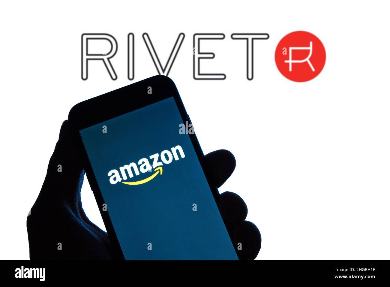 Spain. 12th Jan, 2022. In this photo illustration an Amazon logo seen