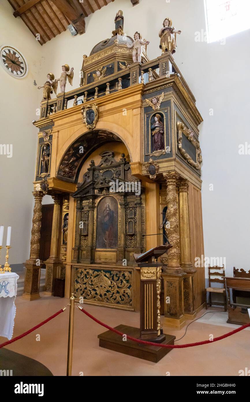 Pennabilli, Italy - interior details of the Sanctuary of the Madonna delle Grazie Stock Photo