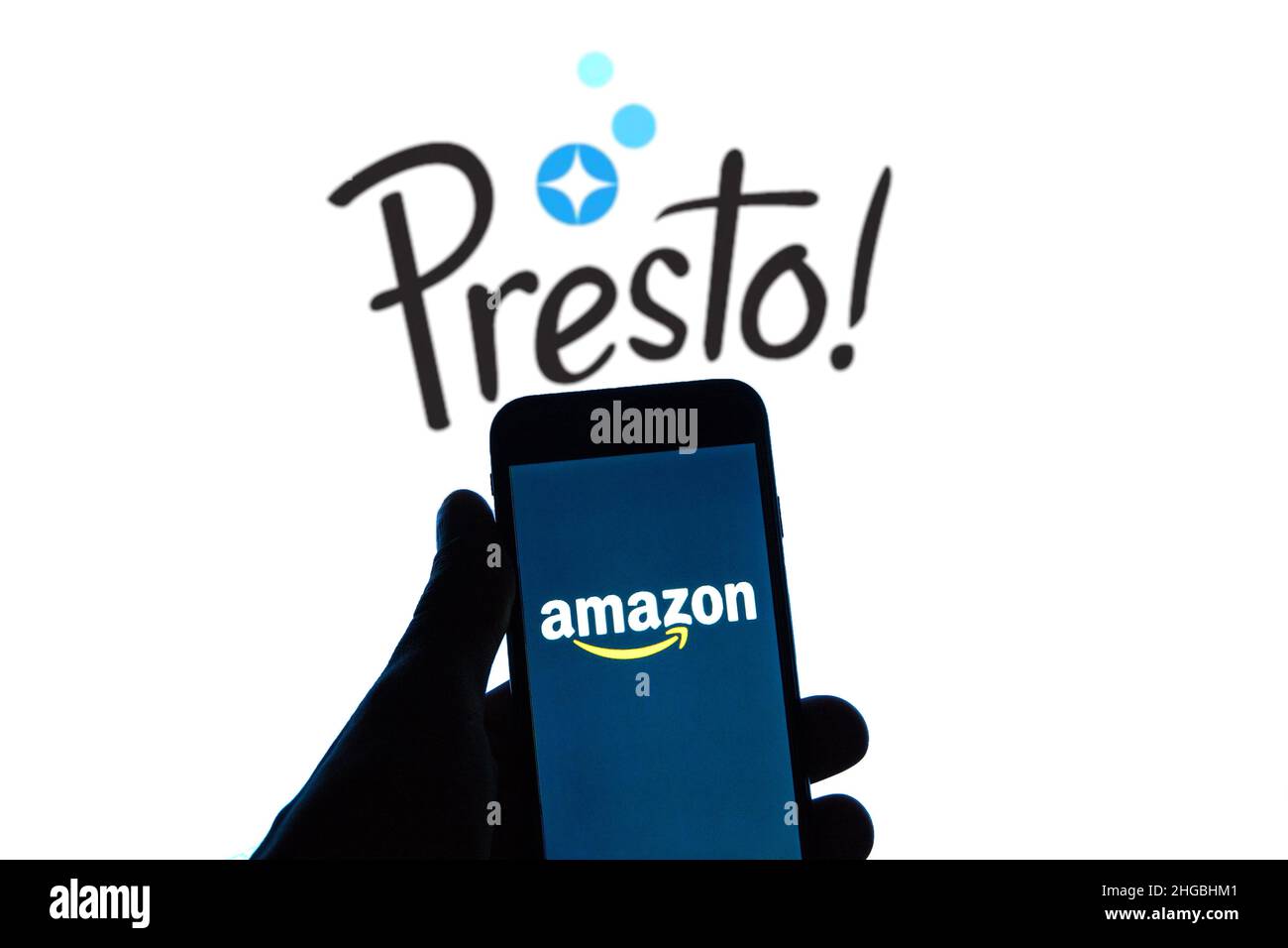 In this photo illustration an Amazon logo seen displayed on a