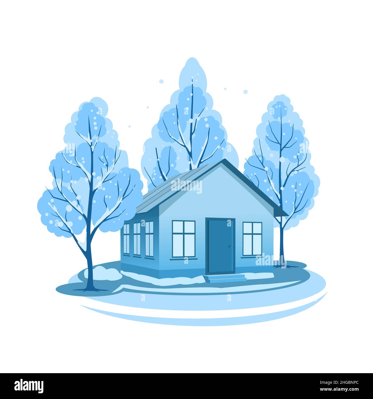 Winter landscape surrounded by trees Stock Vector Images - Alamy