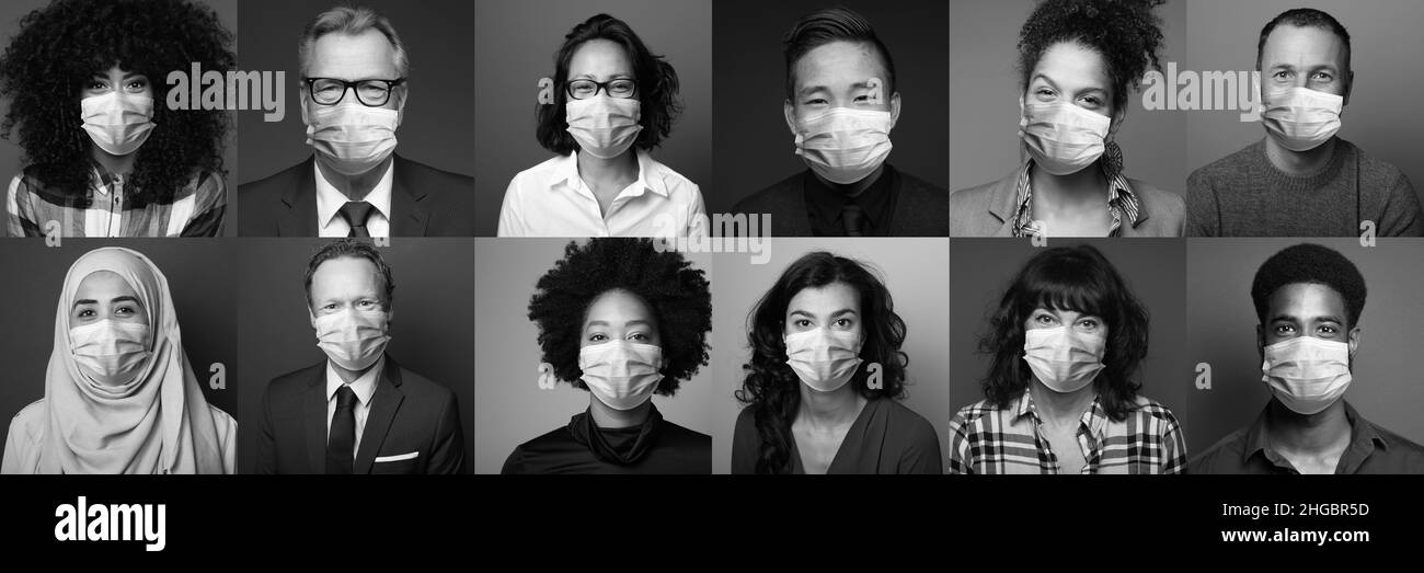 Beautiful people wearing a mouth mask Stock Photo