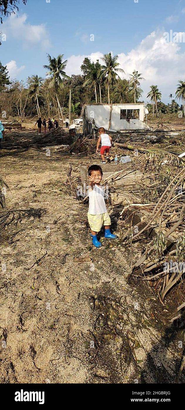 January 19, 202, Nuku'alofa, Tonga Images from Tonga's shoreline show