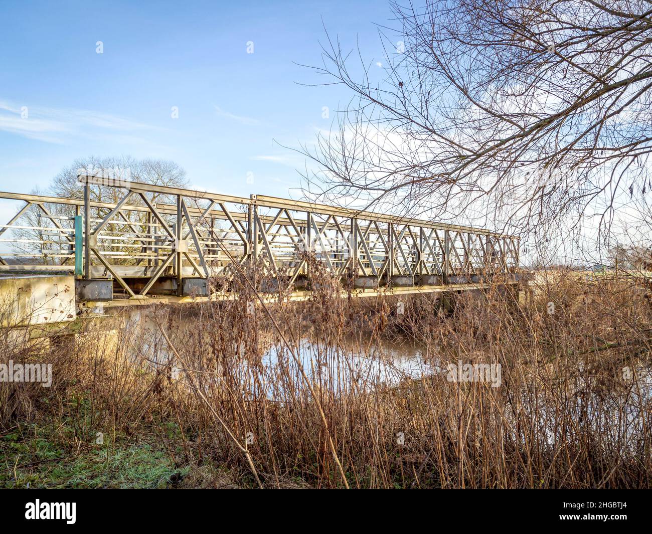 Bridge over the River Derwent at Wheldrake Ings Stock Photo