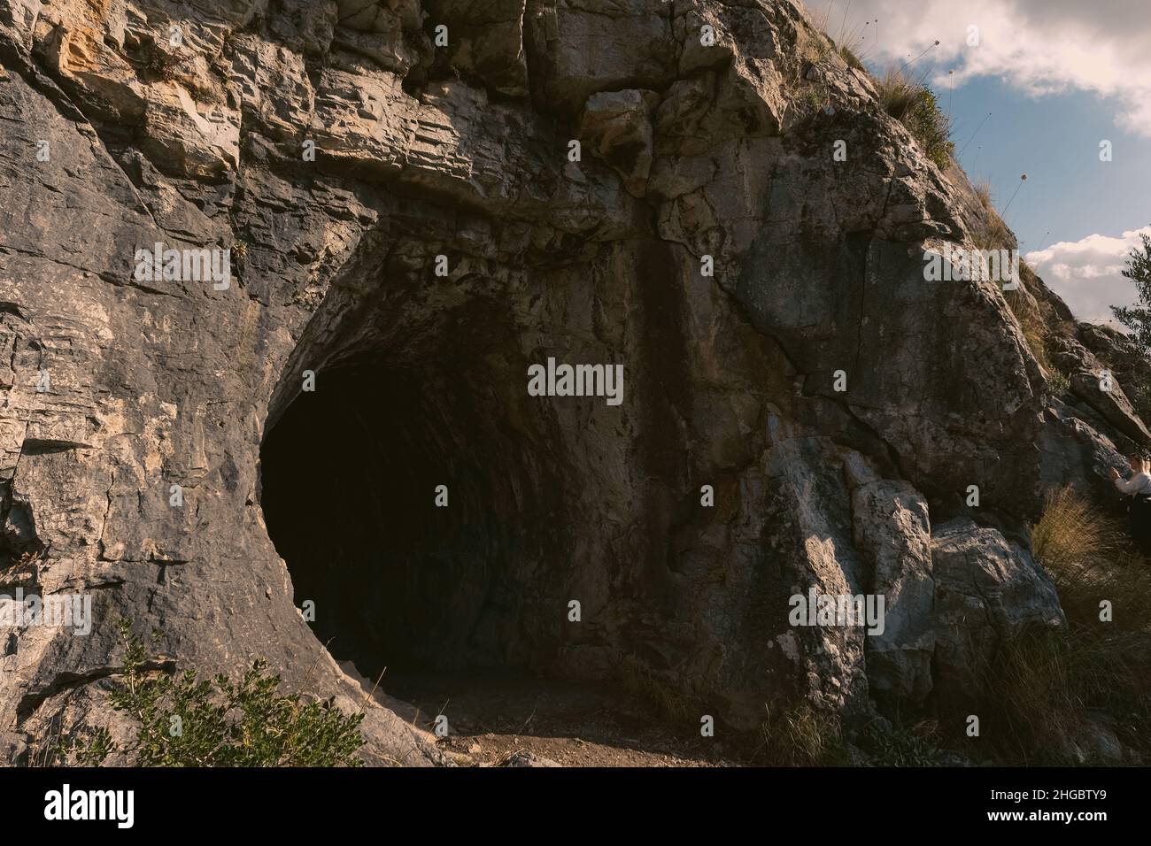 The cave who was lived in The Ionian poet Homer in ancient times who was lived in Stock Photo