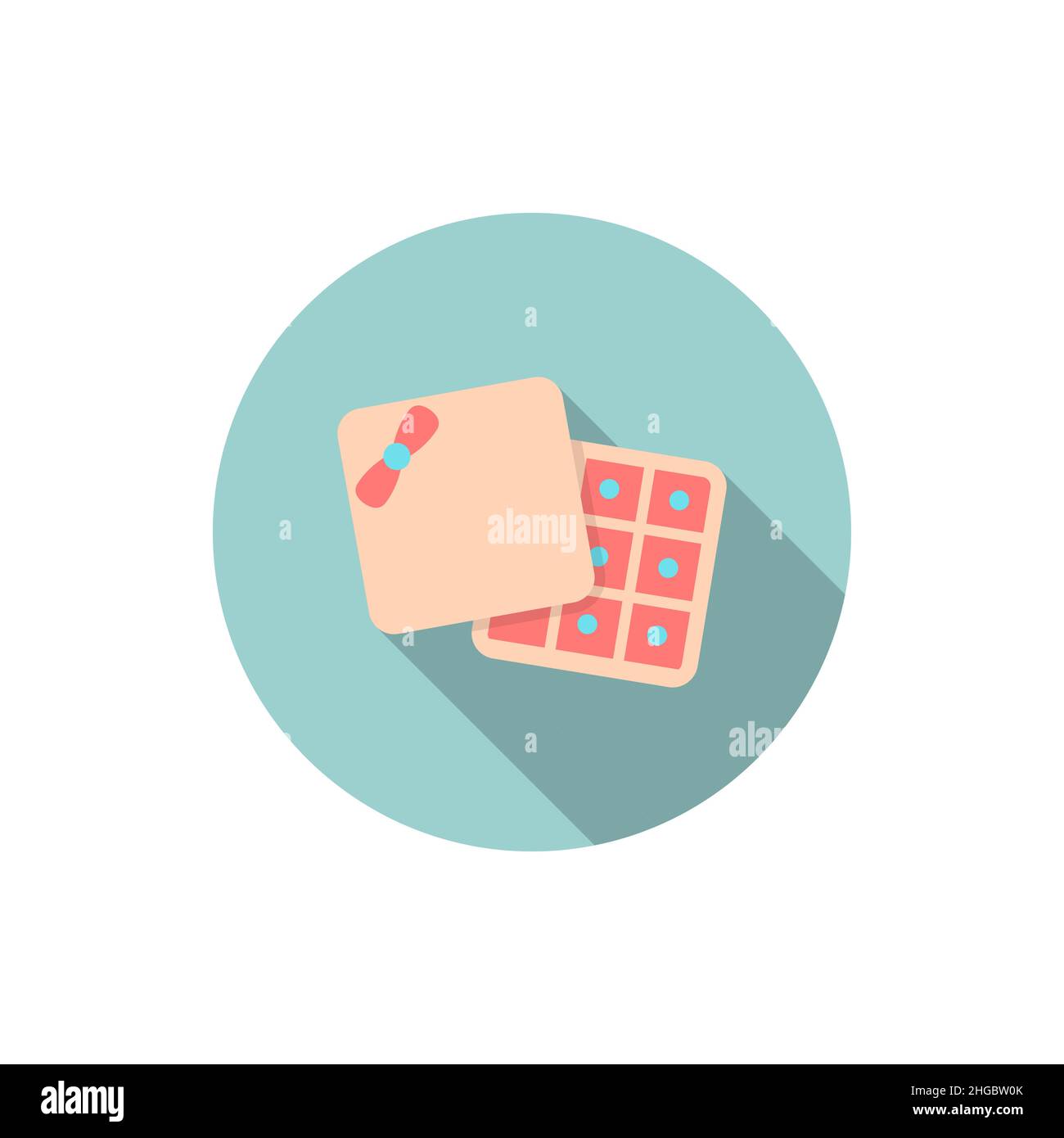 Valentine's Day chocolate icon, Vector flat long shadow design.Fall in love Stock Vector