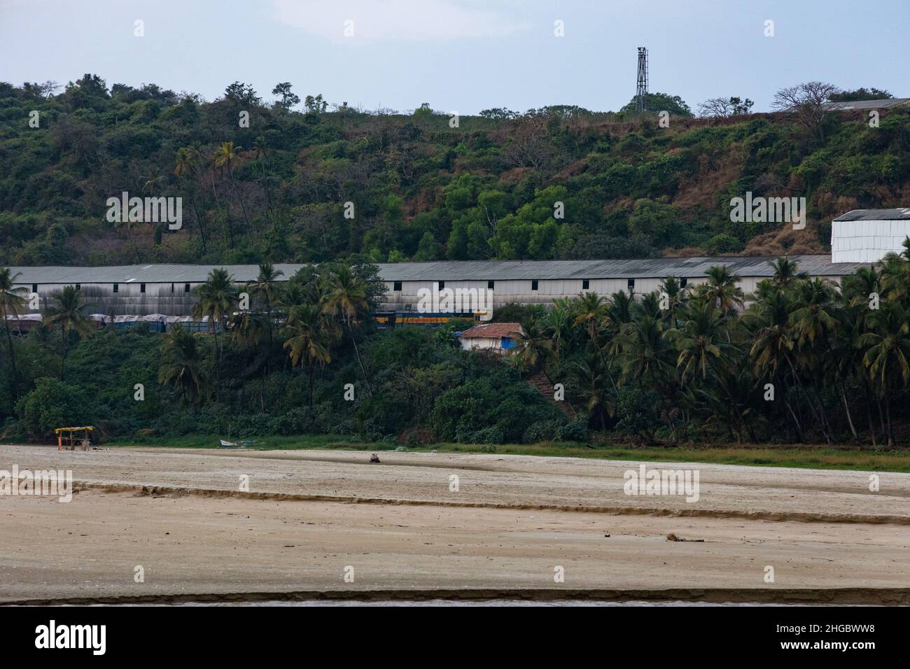 View of a freight train at a distance heading towards Sankval Railway ...