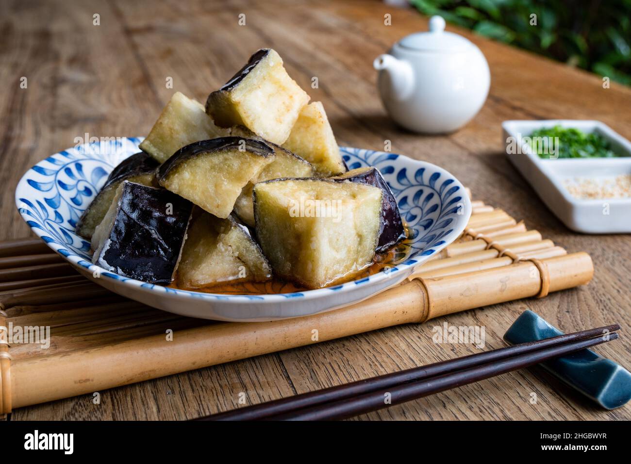 Japanese tempura eggplant Stock Photo