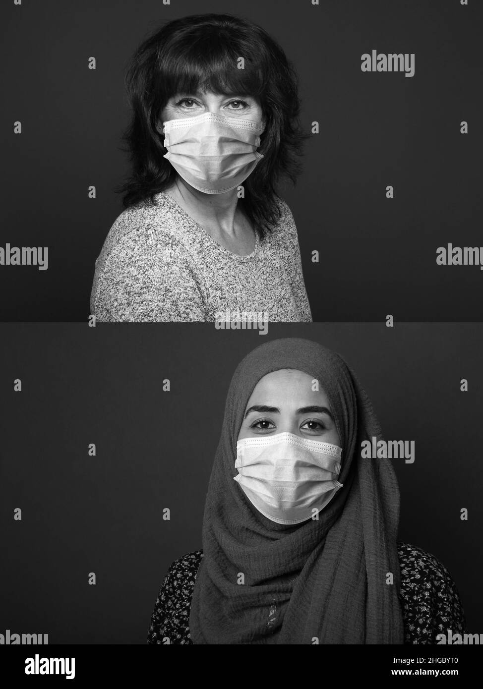 Sick woman wearing mask Black and White Stock Photos & Images - Alamy