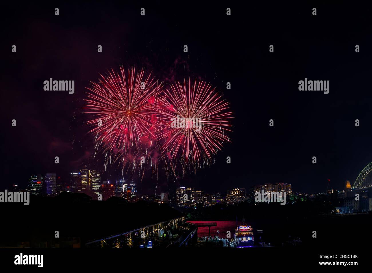Fire Works in the City Stock Photo
