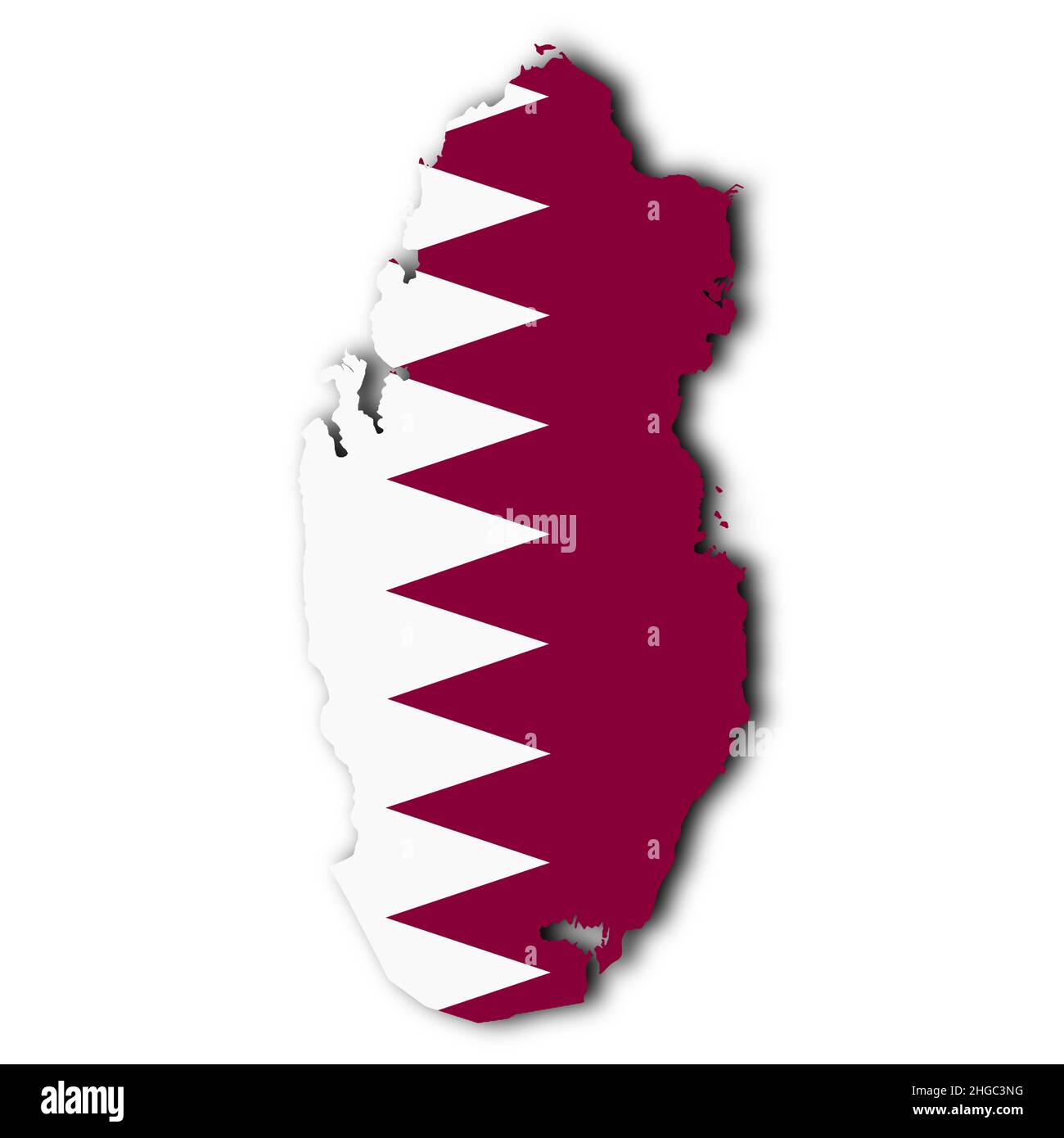 Qatar map on white background with clipping path 3d illustration Stock Photo