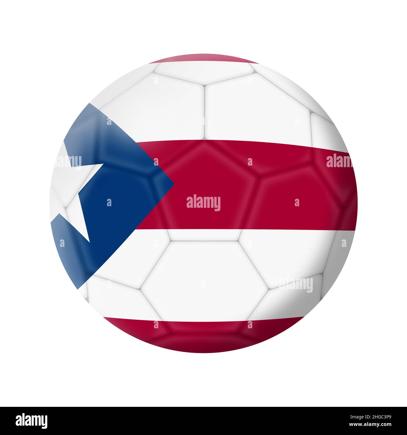 Puerto Rico soccer ball football 3d illustration with clipping path