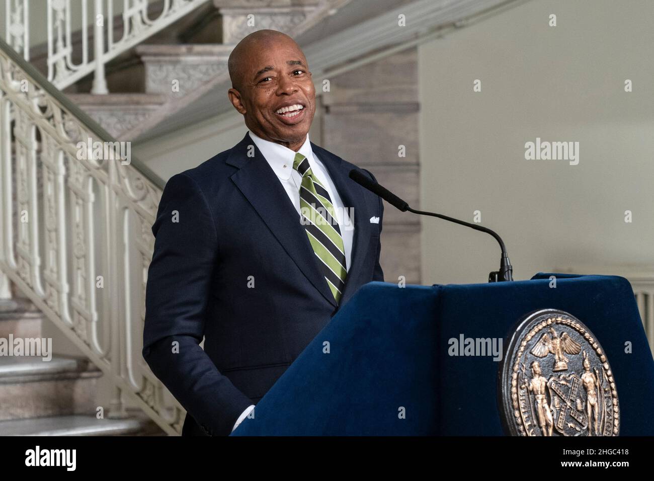 New York, NY January 19, 2022 Mayor Eric Adams speaks during