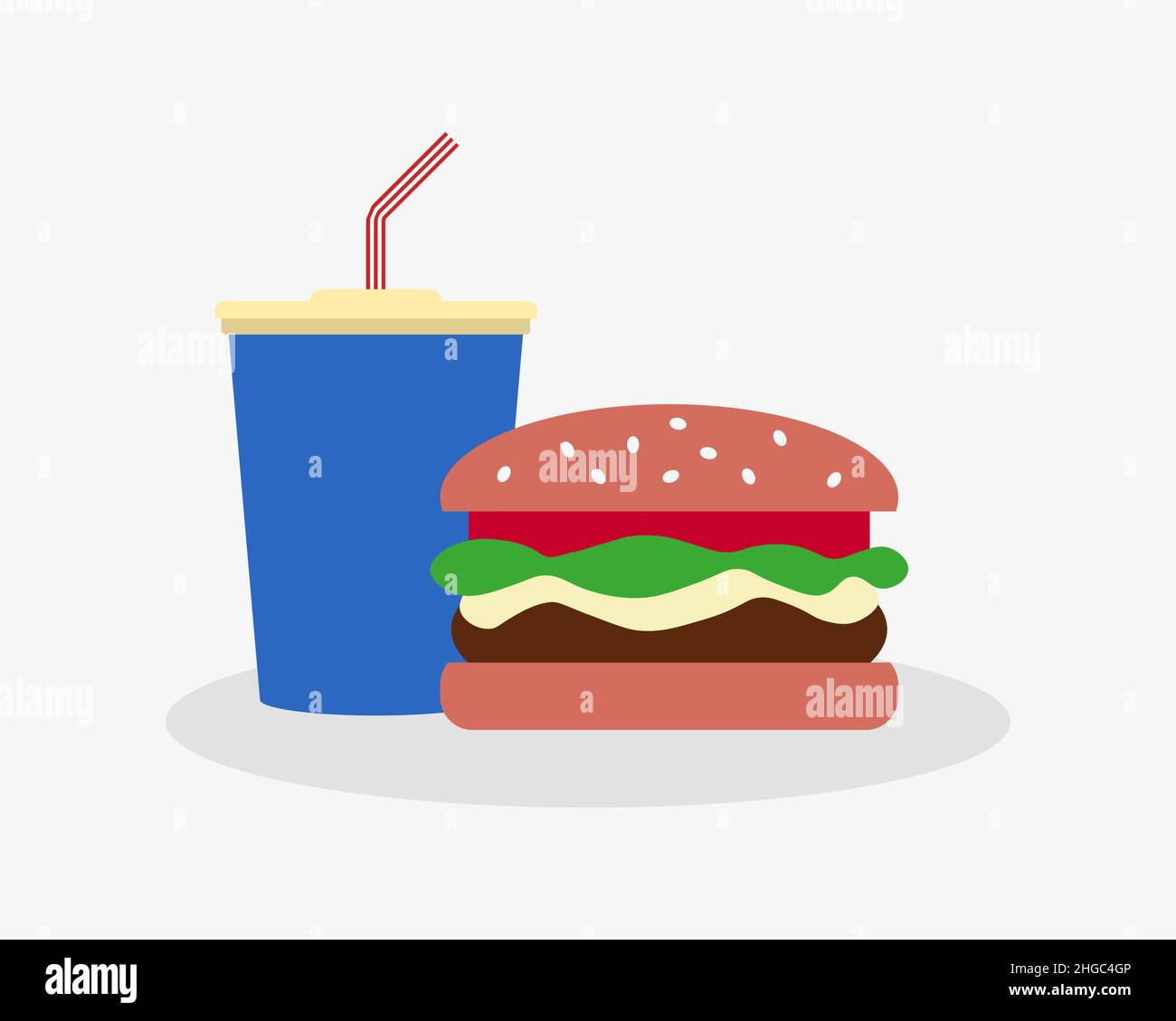 Fast food flat design vector. Burger and drink Stock Vector Image & Art ...