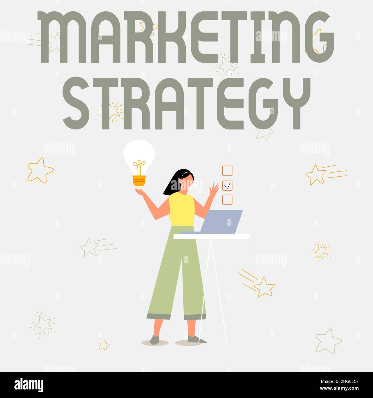 Conceptual display Marketing Strategy. Business idea plan of action