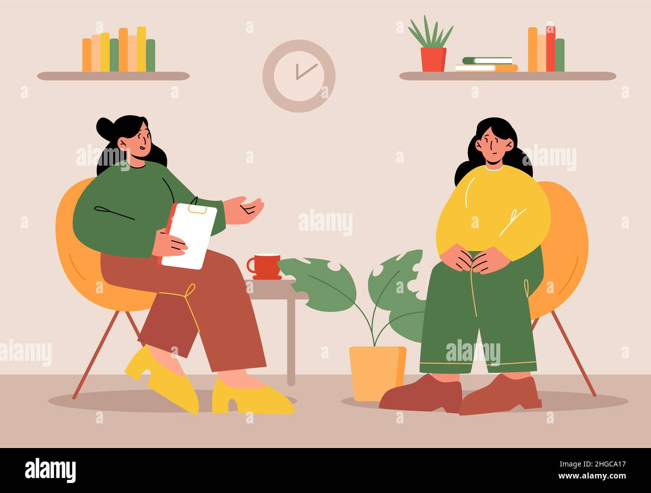 Depressed woman client visit clinic counseling for psychologist