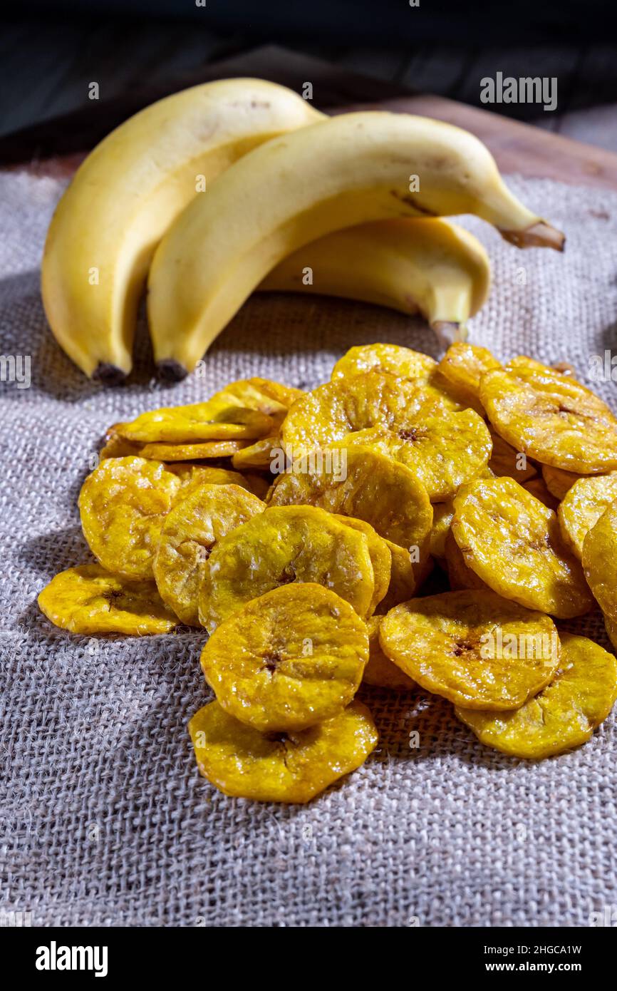 Banana chips, is a traditional Indonesian snack, made from sliced