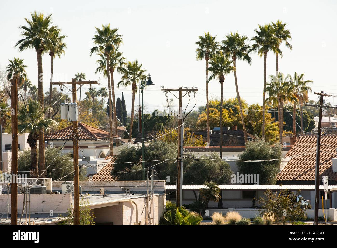 Daytime elevated view of dense housing in Mesa, Arizona, USA Stock