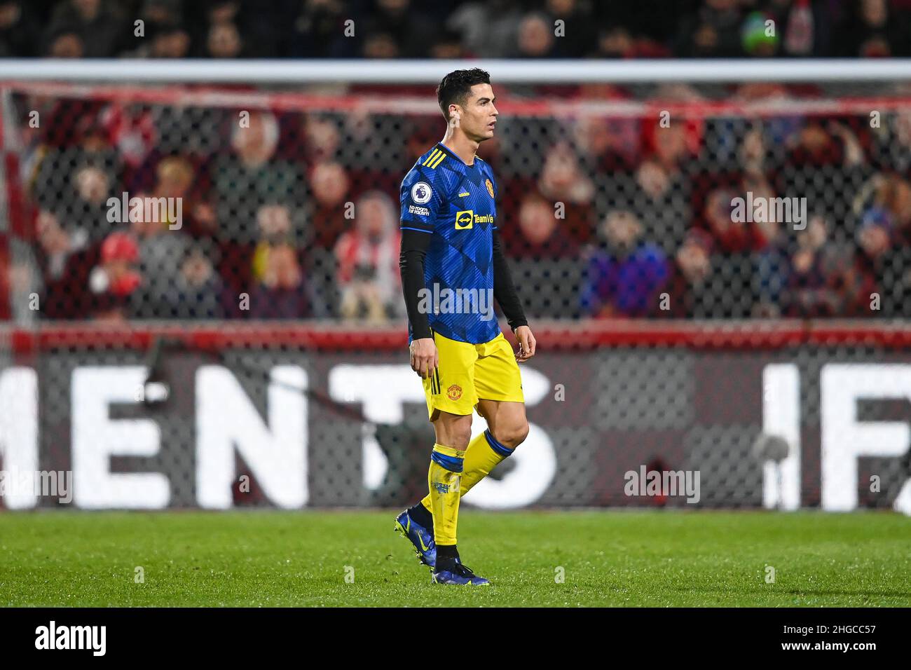 Cristiano Ronaldo #7 of Manchester United leaves the field after being substituted in, on 1/19/2022. (Photo by Craig Thomas/News Images/Sipa USA) Credit: Sipa USA/Alamy Live News Stock Photo