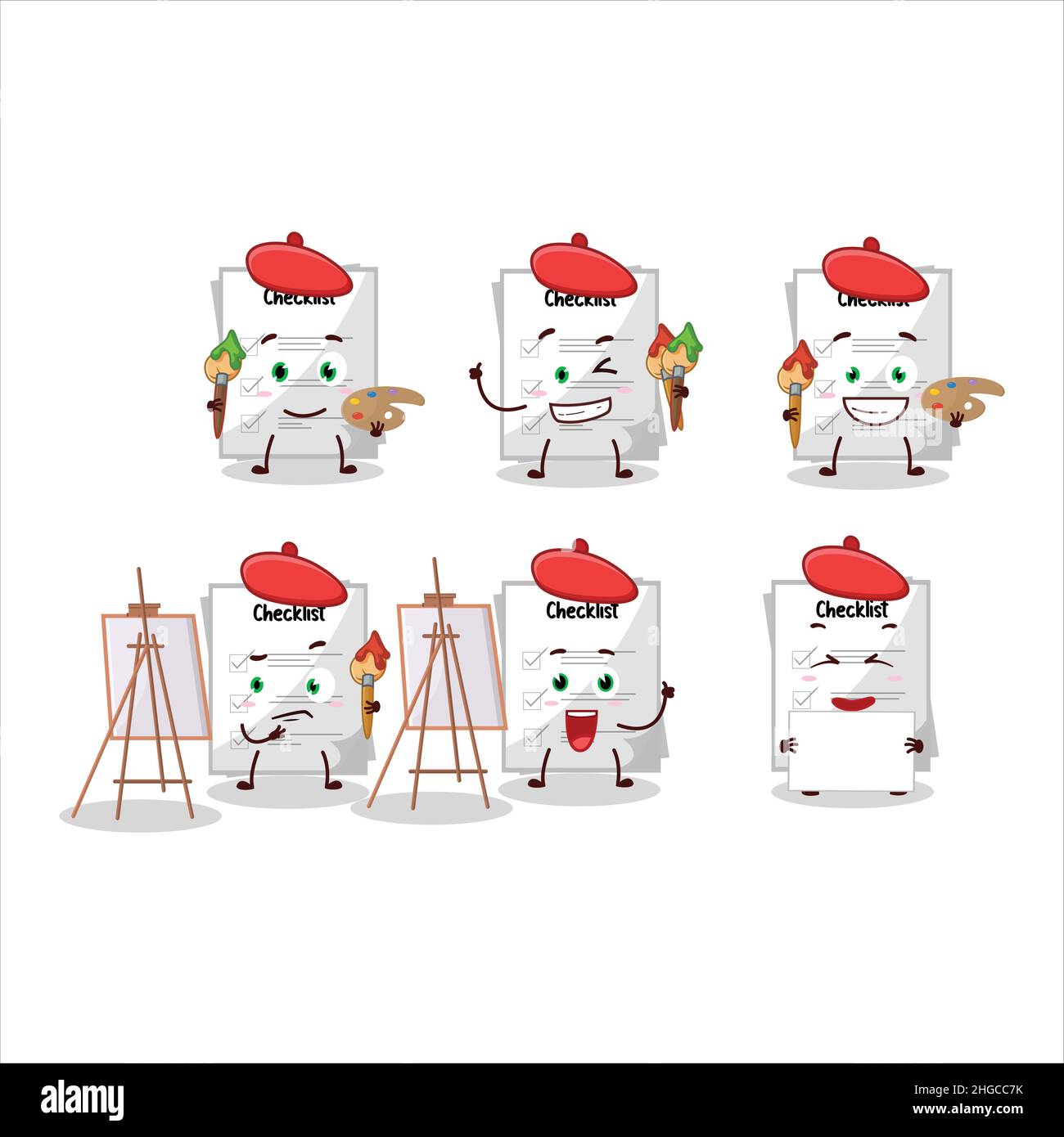 Artistic Artist of paper sheet cartoon character painting with a brush ...