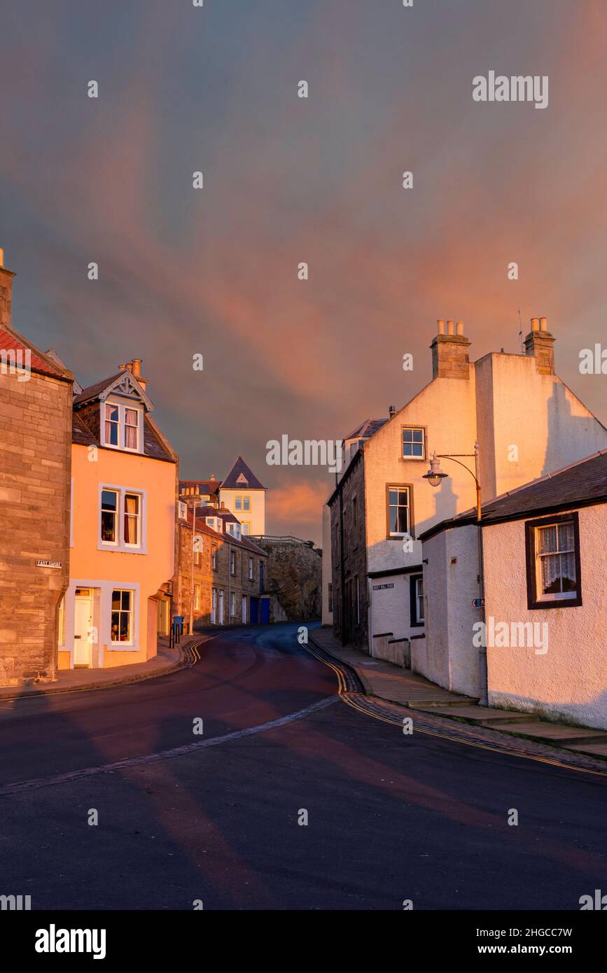 Early evening in the Fife coastal village of Pittenweem in Scotland, UK. Stock Photo